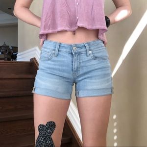 AE light washed denim shorts